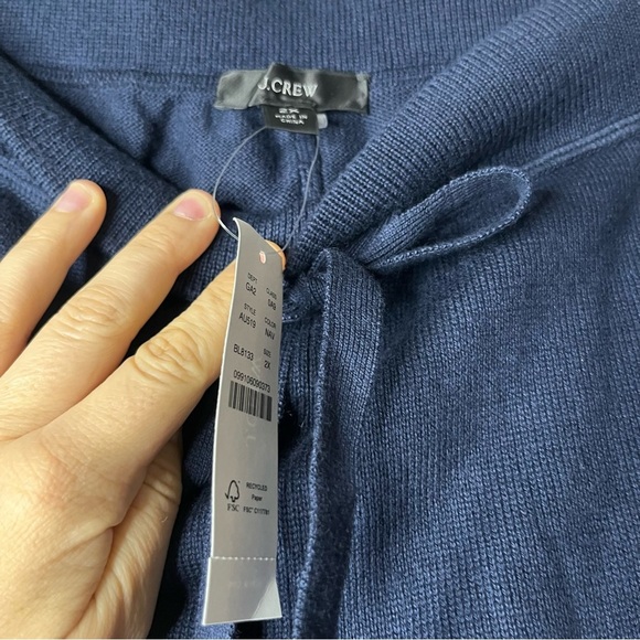 NWT J. CREW Cotton Cashmere Blend Cozy Loungewear Navy Blue Fall Winter Joggers - Picture 4 of 9